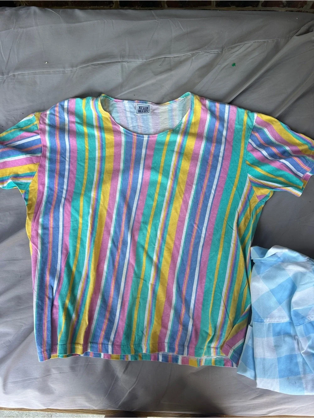 Vintage shirt romper bundle floral plaid stripes large medium